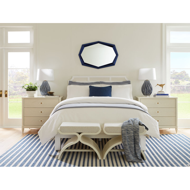 Avery Elongated Glass Mirror, Sapphire Blue