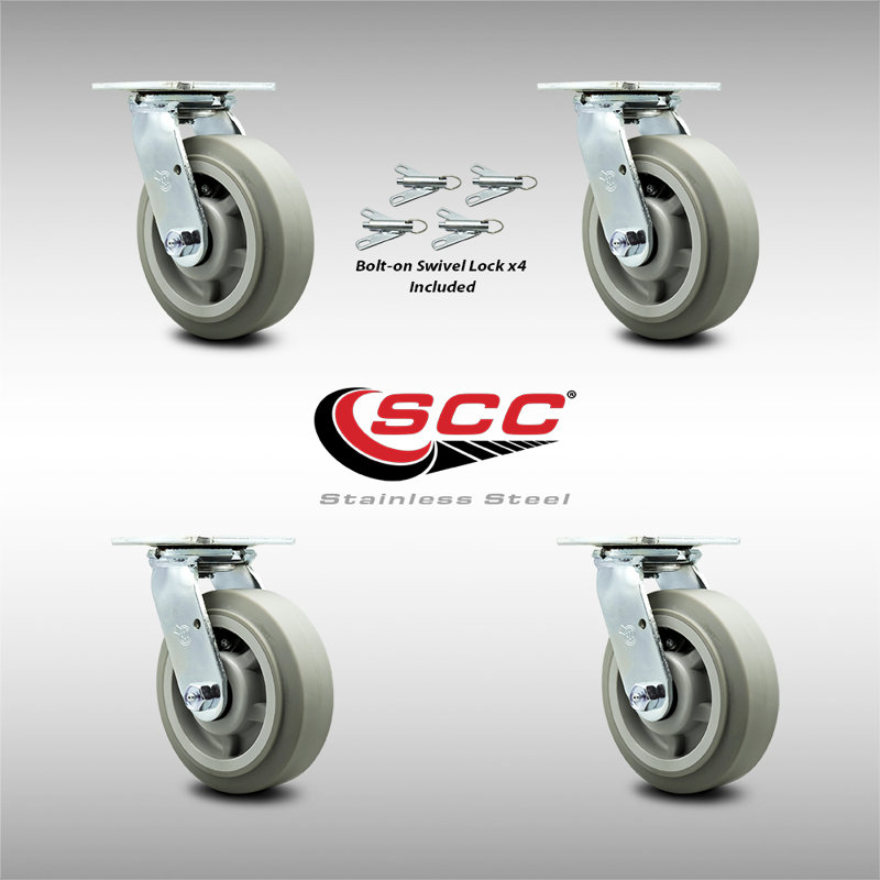 Thermoplastic Rubber Caster Set with Ball Bearing and Swivel Lock