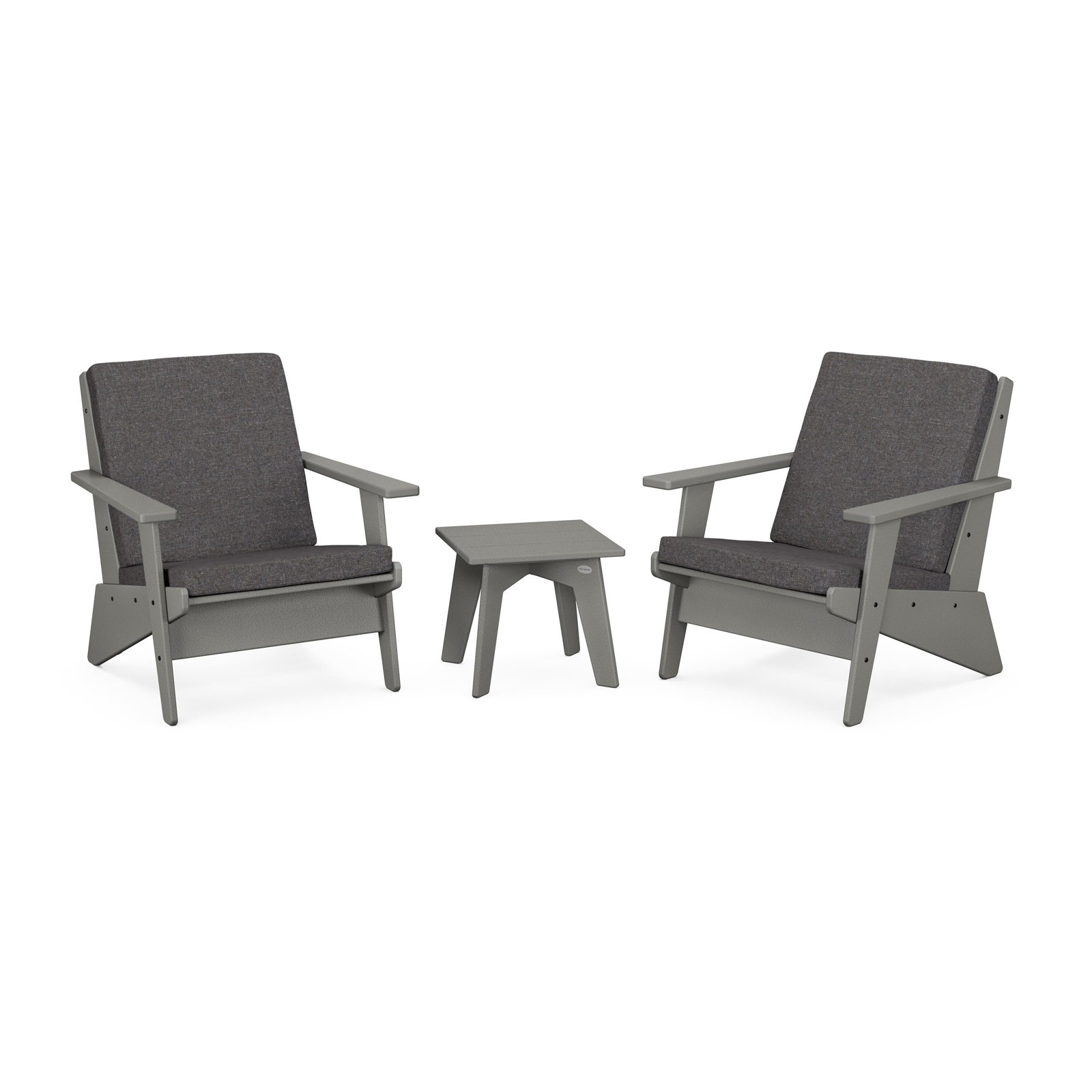 POLYWOOD® Riviera 2-Person Patio Seating Group, Slate Grey, Ash Charcoal