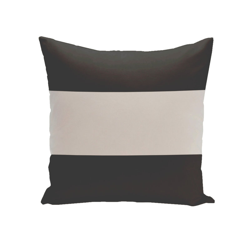  Big Stripe Horizontal Down Euro Square Pillow Cover and Insert, 16" x 16", Black