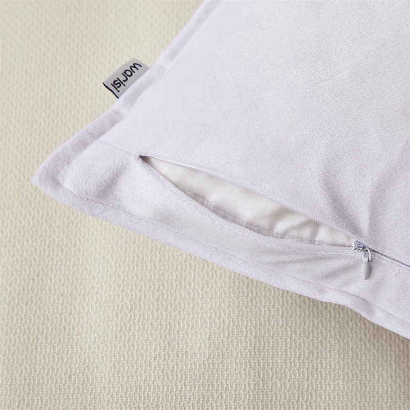 Square Velvet Pillow Cover & Insert, White, 22"H x 22"W