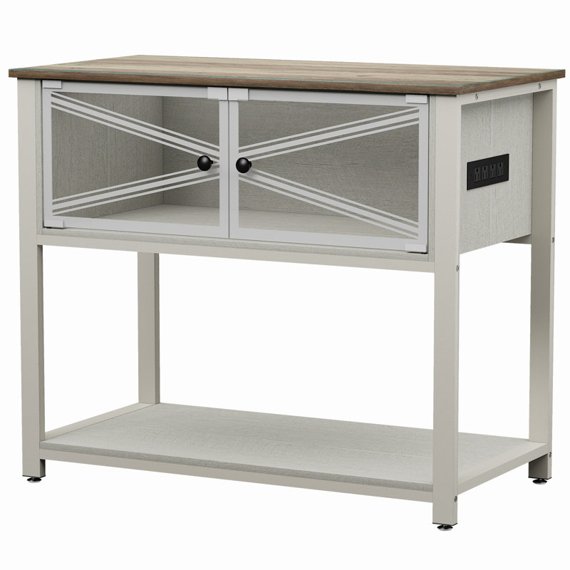 White Heavy Duty Metal Aquarium Stand with Storage Cabinet and LED Light