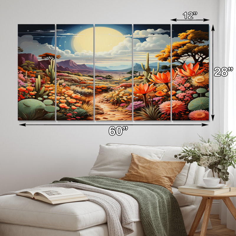 «Desert Cacti Garden III - Paysages», ensemble de reproductions d'art mural en métal