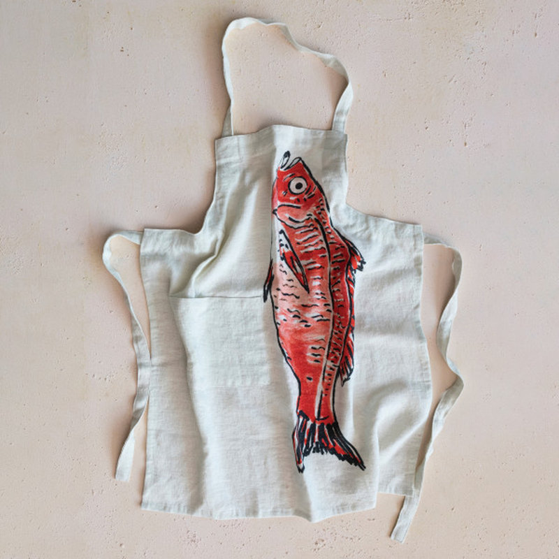 No Pattern Linen Bib Apron