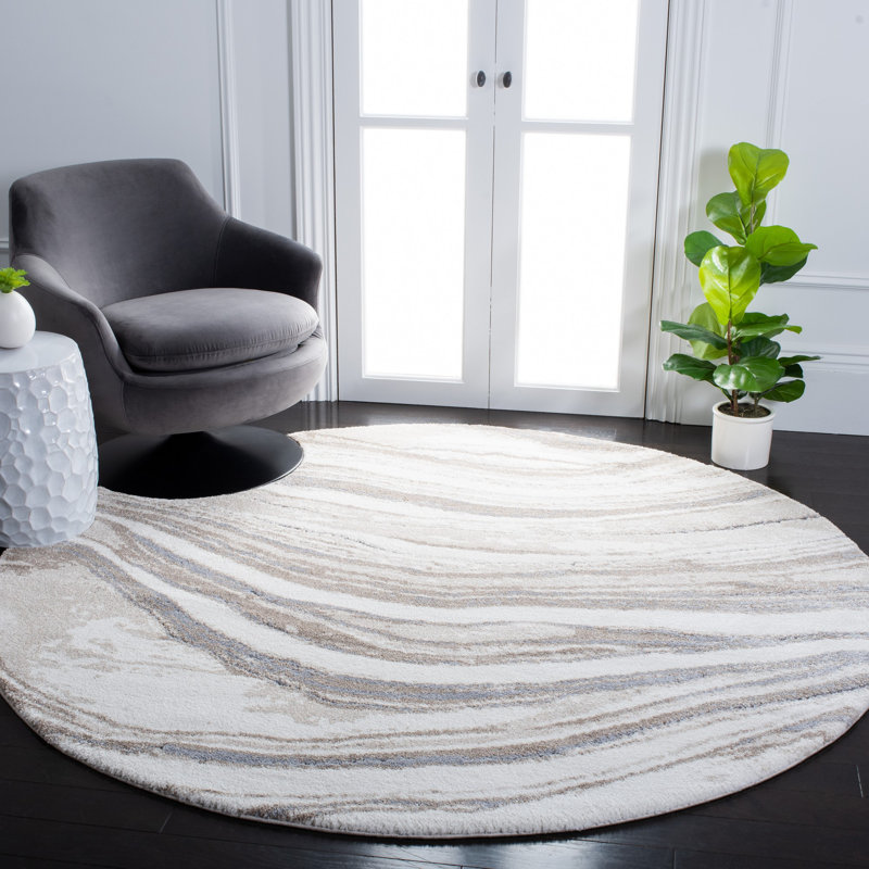 Tapis ivoire / gris Makenna, Rond 6 pi 7 po