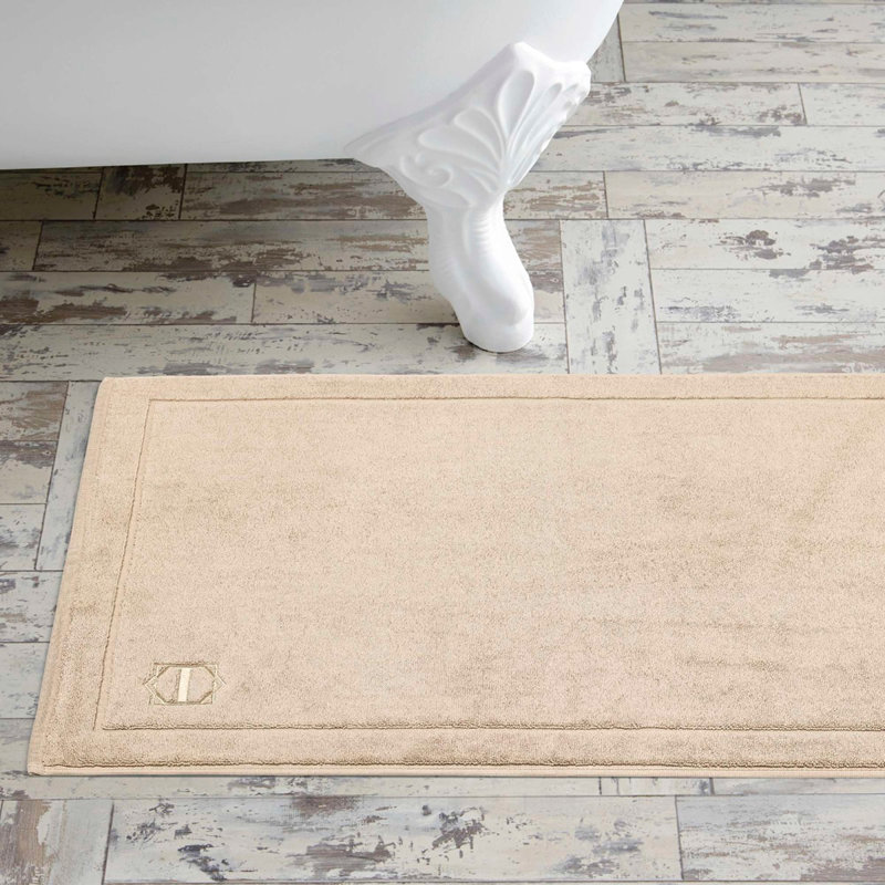 100% Cotton Rectangle Bath Mat, Single- 47" L x 28" W, Beige