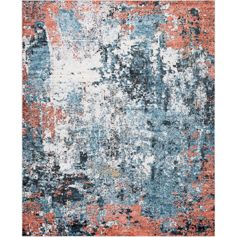 Tapis abstrait orange / gris, Rectangle 8 pi x 10 pi