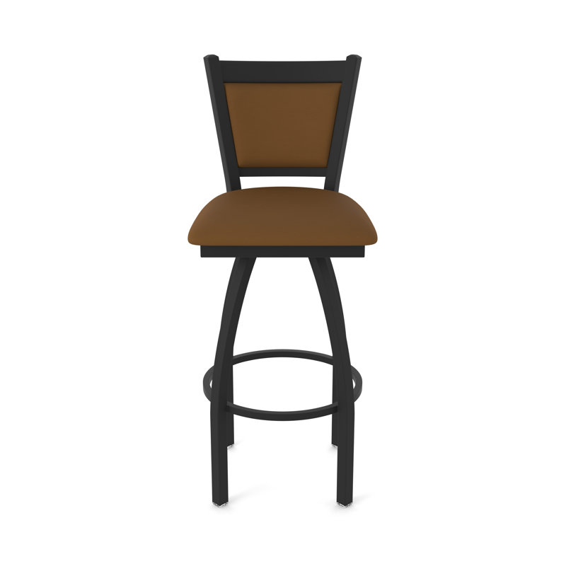 Tabouret pivotant Hadleigh, Noir froissé, Tabouret de bar (siège d’une hauteur de 30 po), Vinyle - chaume Canter