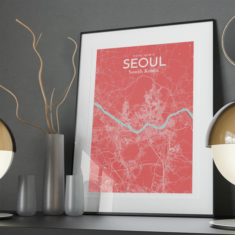 Seoul City Map In Maritime - No Frame Print, 36cm H x 24cm W x 0.05cm D