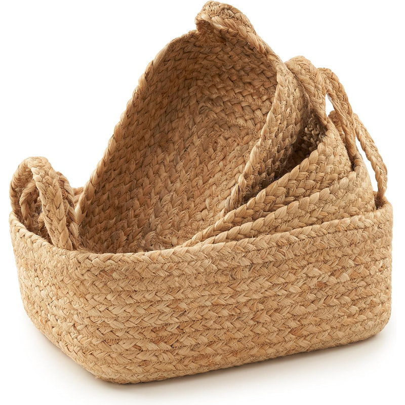 Ensemble de 4 paniers de rangement - Panier de rangement en corde de jute naturelle pour la maison