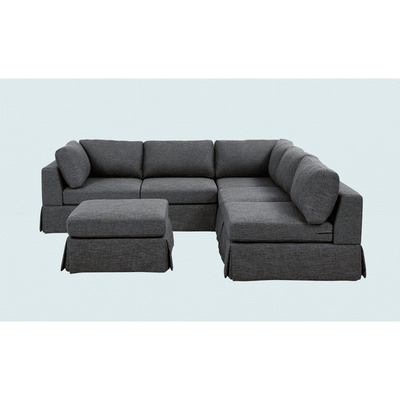 Canapé modulaire 6 pièces rembourré, Gris