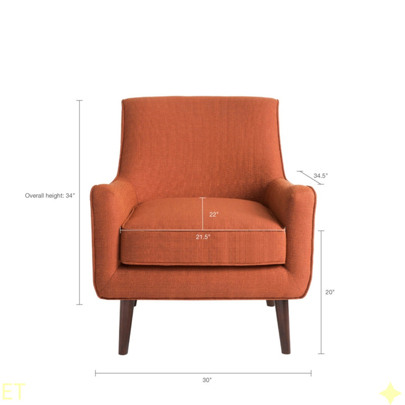 Fauteuil d'appoint de style Mid-Century, Orange brûlé