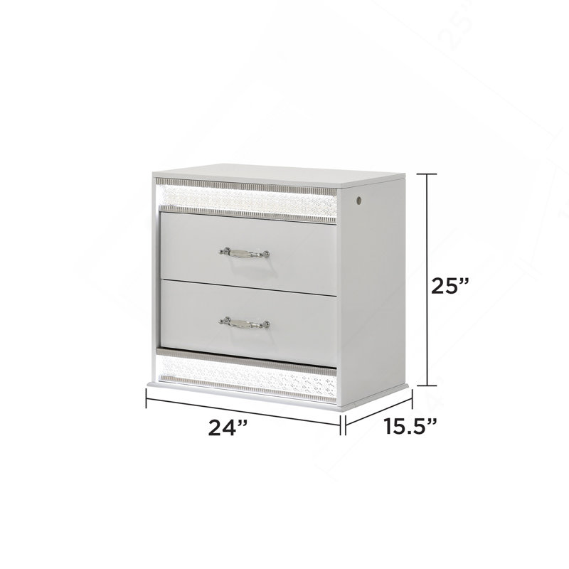 Table de chevet 2 tiroirs Glam