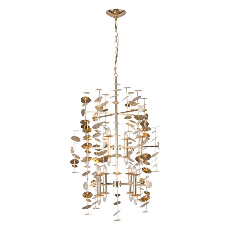 Yukari 16 - Light Modern Linear Chandelier, Polished Brass