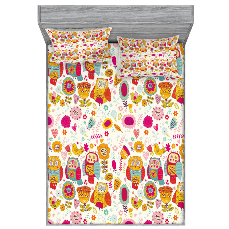 Microfiber Floral Sheet Set, Queen Sheet Set with Fitted Sheet