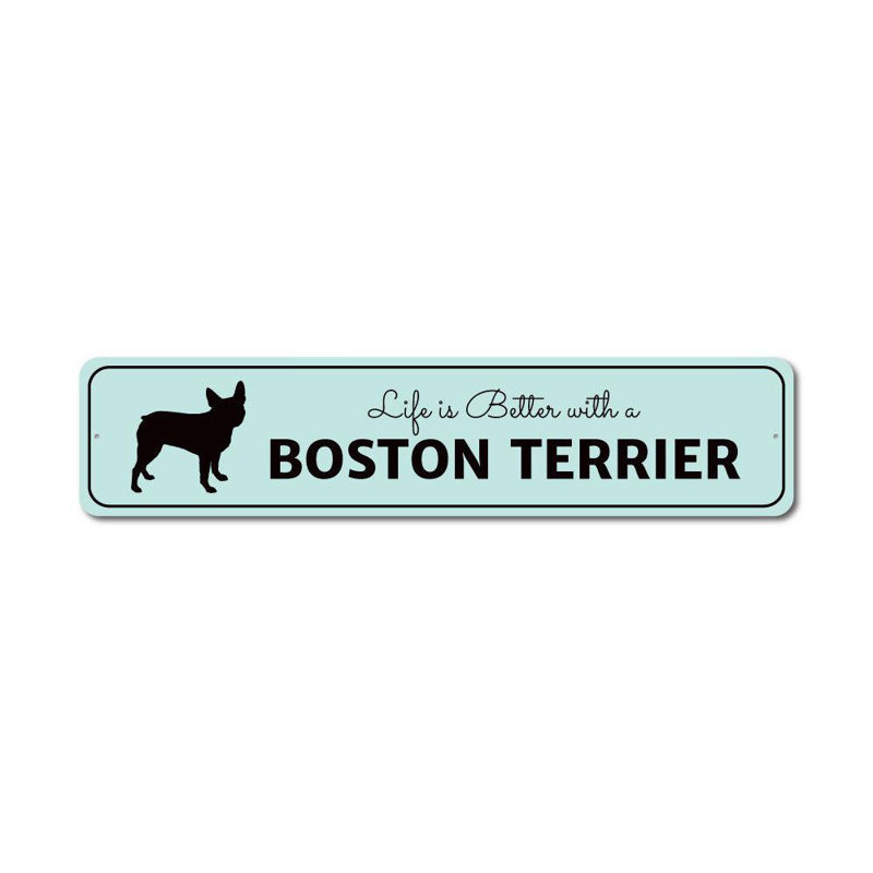 Plaque en aluminium Boston Terrier Life, H 6 po x l 24 po x P 0,06 po