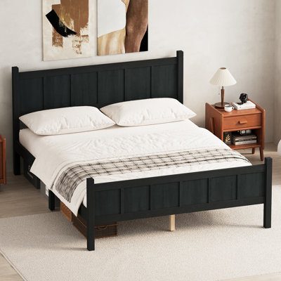 Lit plateforme minimaliste moderne avec finition grain de bois