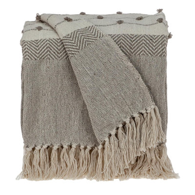 Ishan Eclectic Beige 52" x 67" Woven Handloom Throw