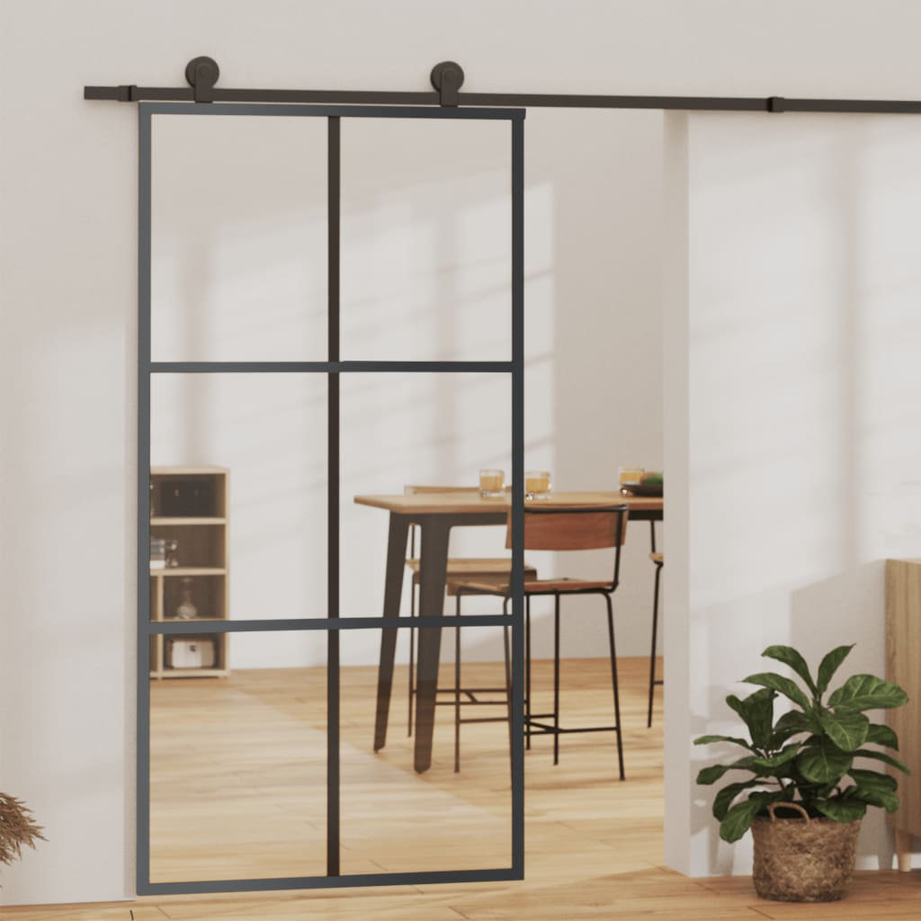 Vidaxl Sliding Door With Hardware Set ESG Glass&Aluminium 90X205 Cm