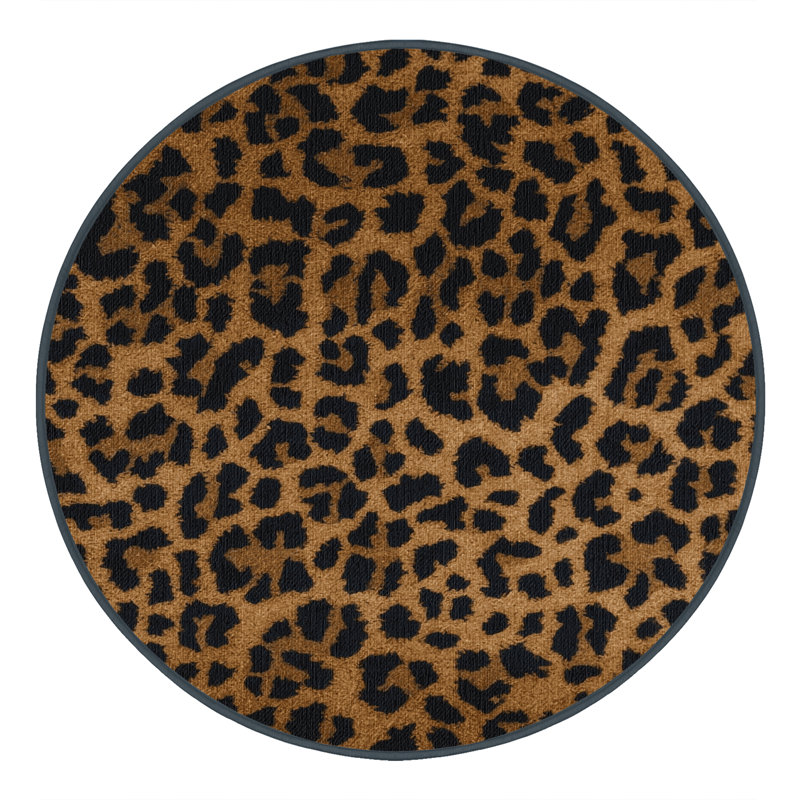 Washable Leopard Wildlife Area Rug, Round 3'