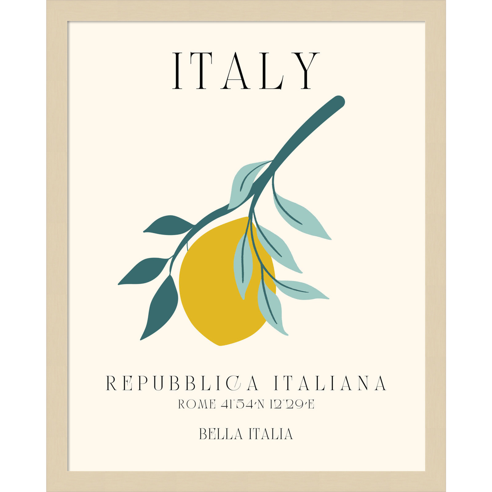 Mirando "Italy Travel Poster" Print, 17" W x 21" H x 1" D, Brown Framed