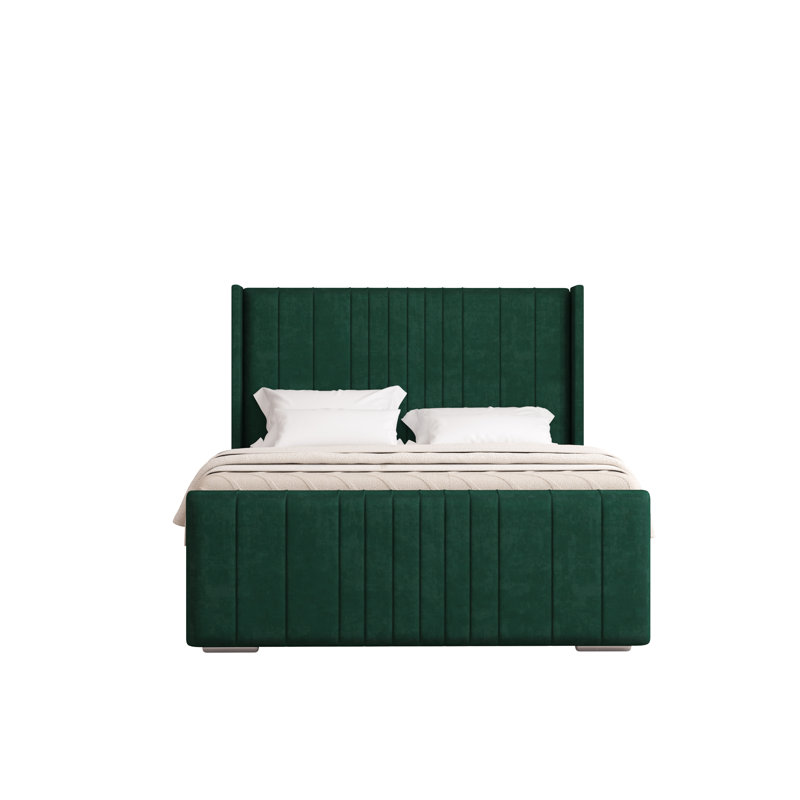 Denzel Upholstered Bed Frame, Emerald Green, Single (3')