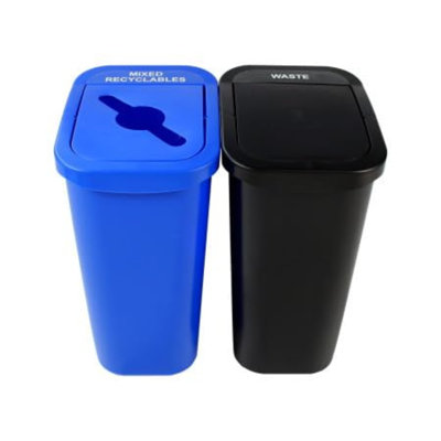 Poubelle à recyclage double 10 gallons avec couvercle Sturdy Essentials City Box - pour le recyclage résidentiel, commercial et commercial