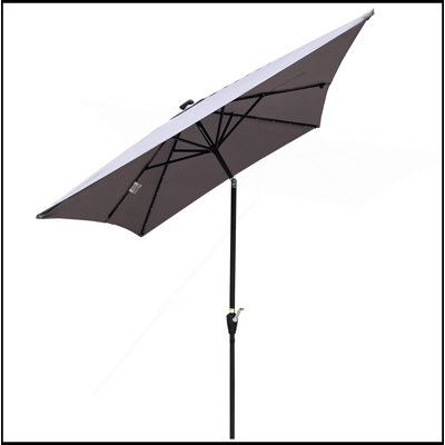 Parasol d'extérieur à DEL solaire de haute qualité 10 x 6,5T avec manivelle et bouton-poussoir inclinable pour le jardin