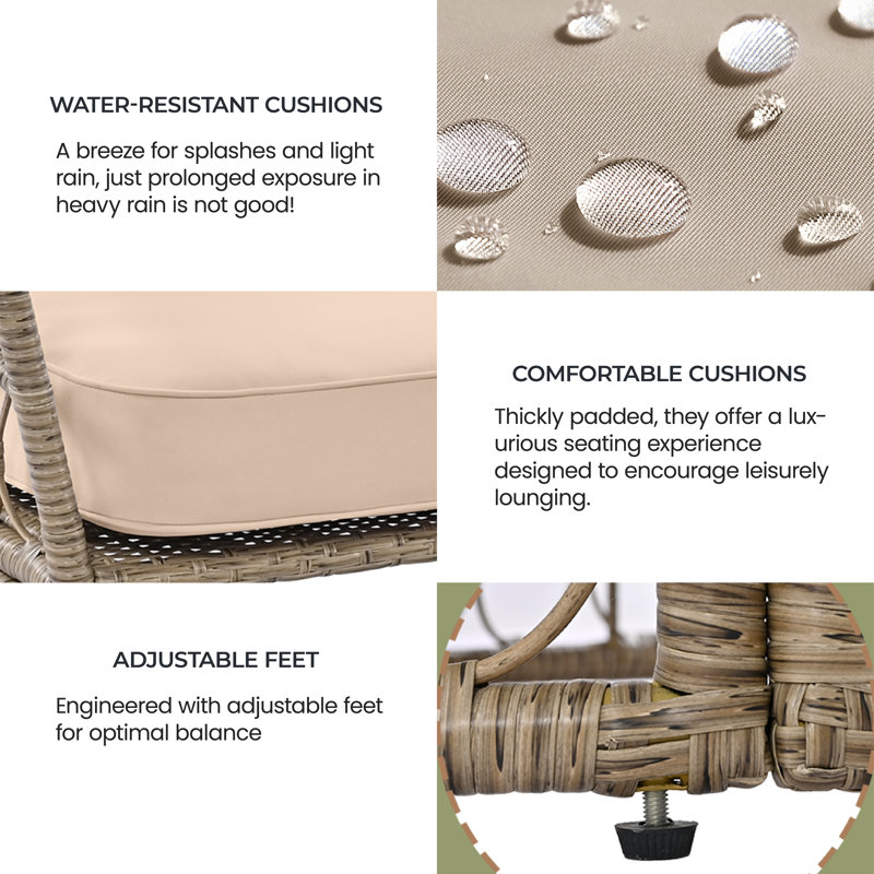 Annell 48.4'' Wicker Outdoor Patio Sectional Set