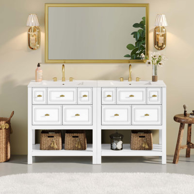 Ensemble de meuble-lavabo simple 60 po avec lavabo en céramique 60 po