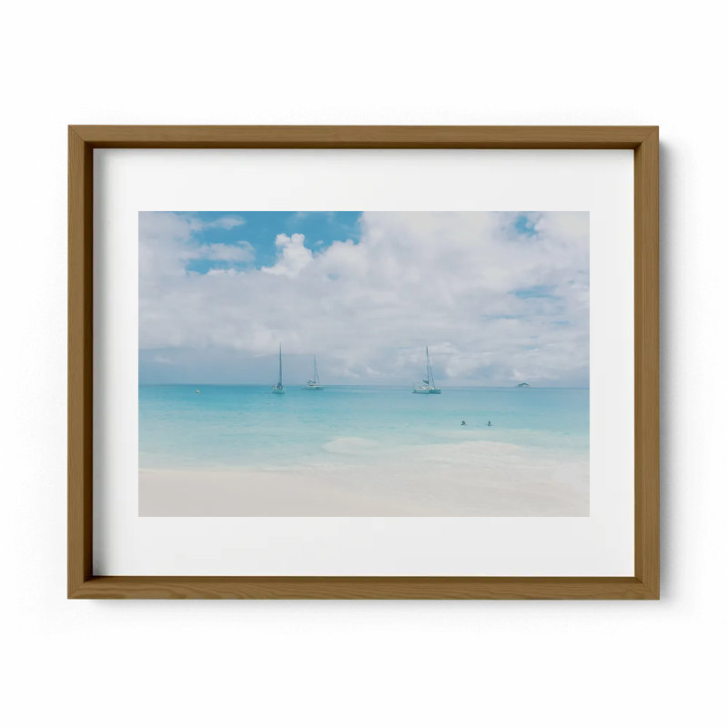 On Memories Shore Print by Joseph Regan, 14" H x 16" W x 0.75" D, Walnut