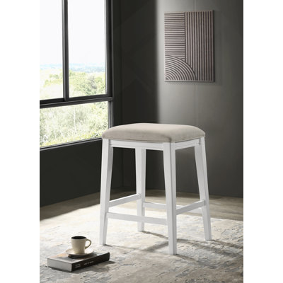 Tabouret 17 "à hauteur de comptoir blanc avec siège rembourré