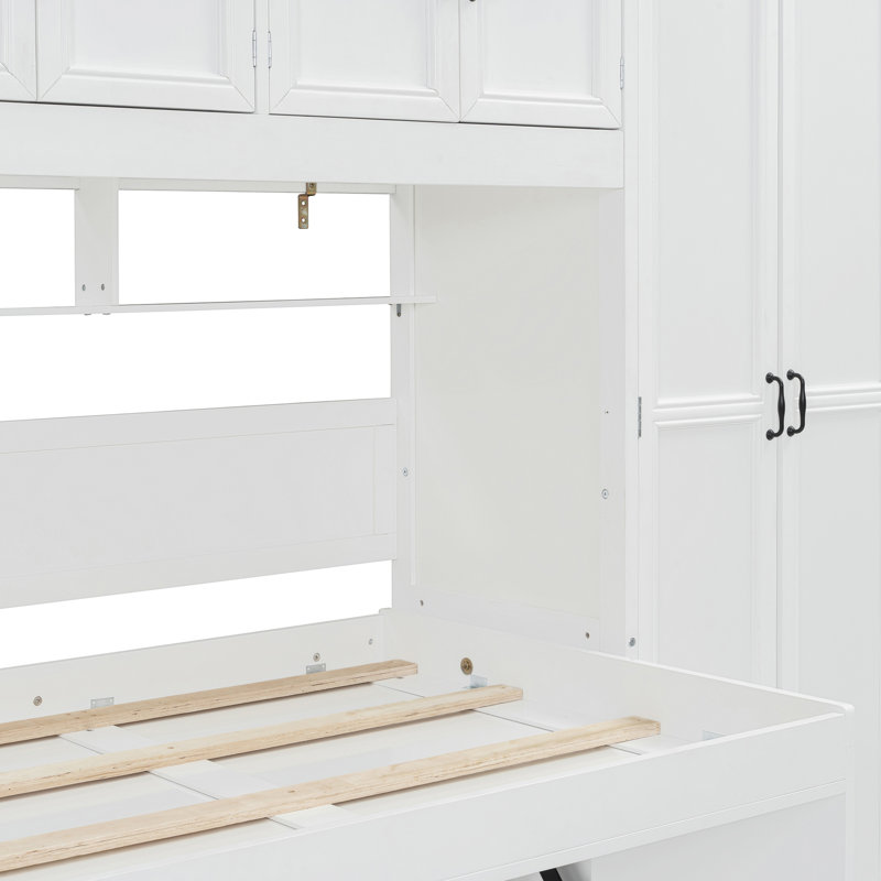 Lit escamotable avec armoire, bureau et bureau Murphy, Blanc
