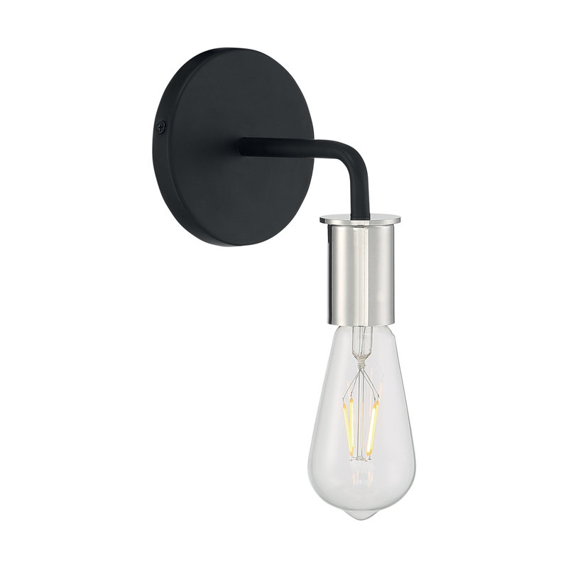 Avriana Dimmable Bath Sconce, Black/Polished Nickel