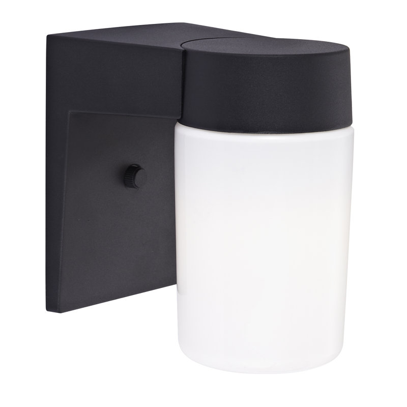 Lanterne murale d'extérieur en verre givré noir H 12 po