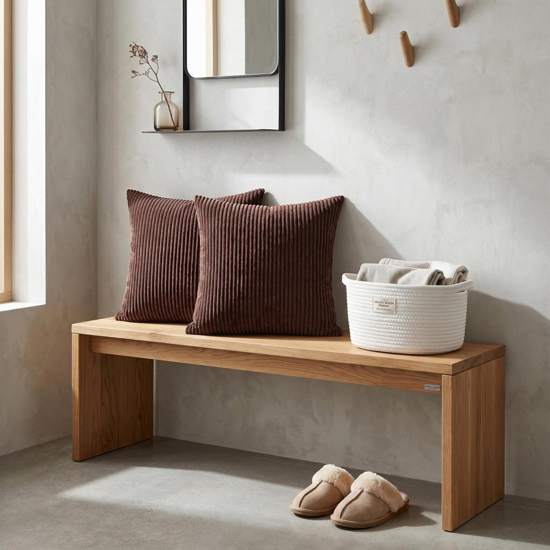 Housse de coussin simple à rayures, Brown Coffee