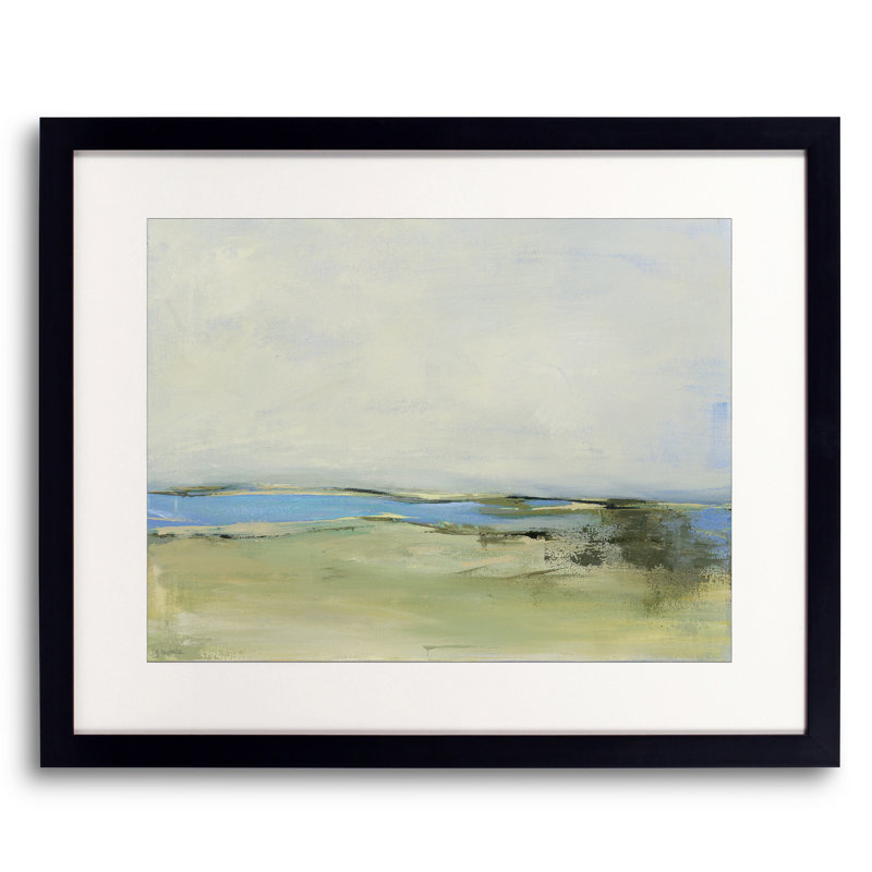 Proche du bord par Jacque Gouveia, Papier avec cadre noir, Blanc, 16" H x 20" W