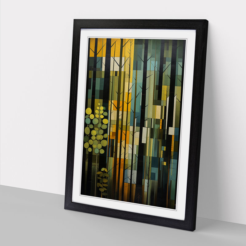 Forest Constructivism Art - Framed Print, Black Framed, 46cm H x 34cm W