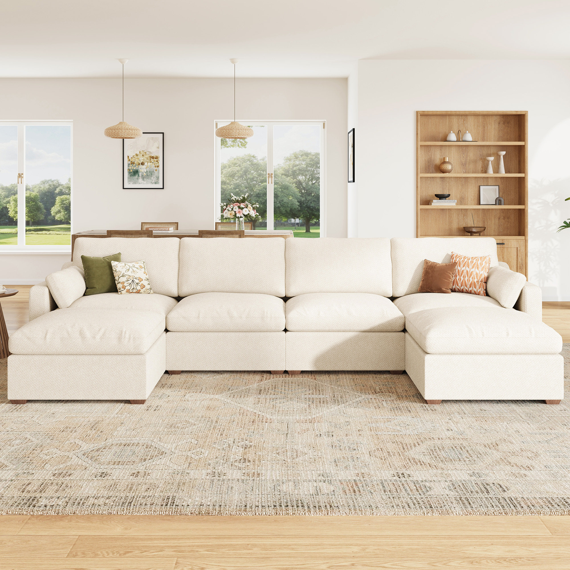 Ebern Designs Abramson U-Shaped Chenille Modular Sectional Upholstered ...