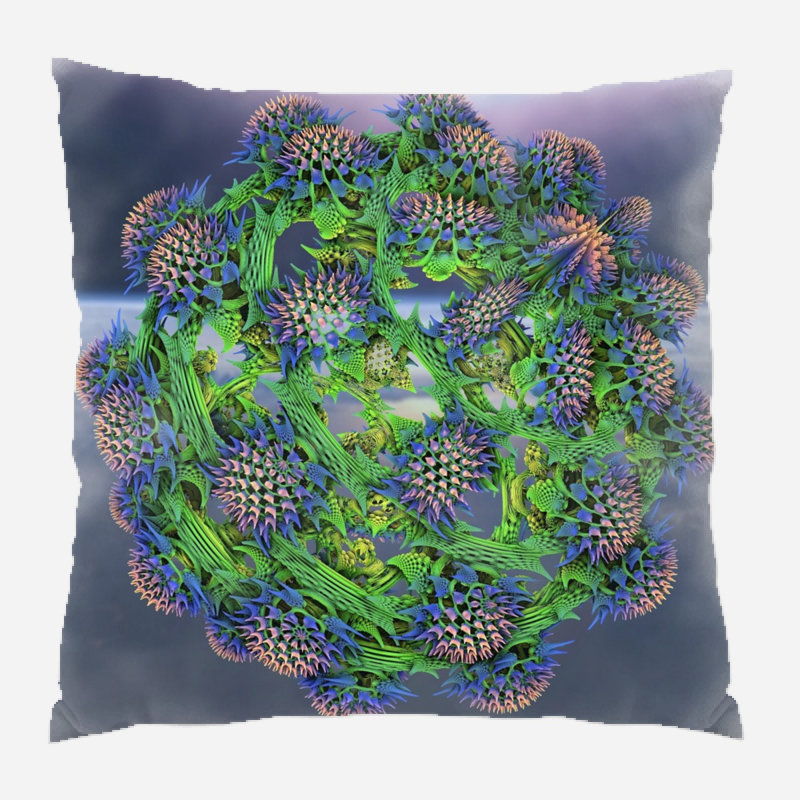 Fractal Floral Microsuede Reversible Throw Pillow