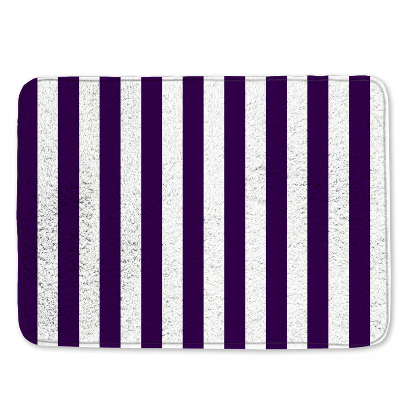 Purple White Stripes Bath Mat, L 24 po x L 17 po