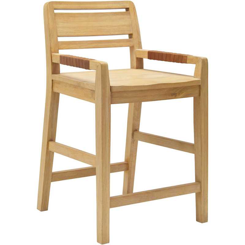 Oak and Leather Ladder Back Counter Stool