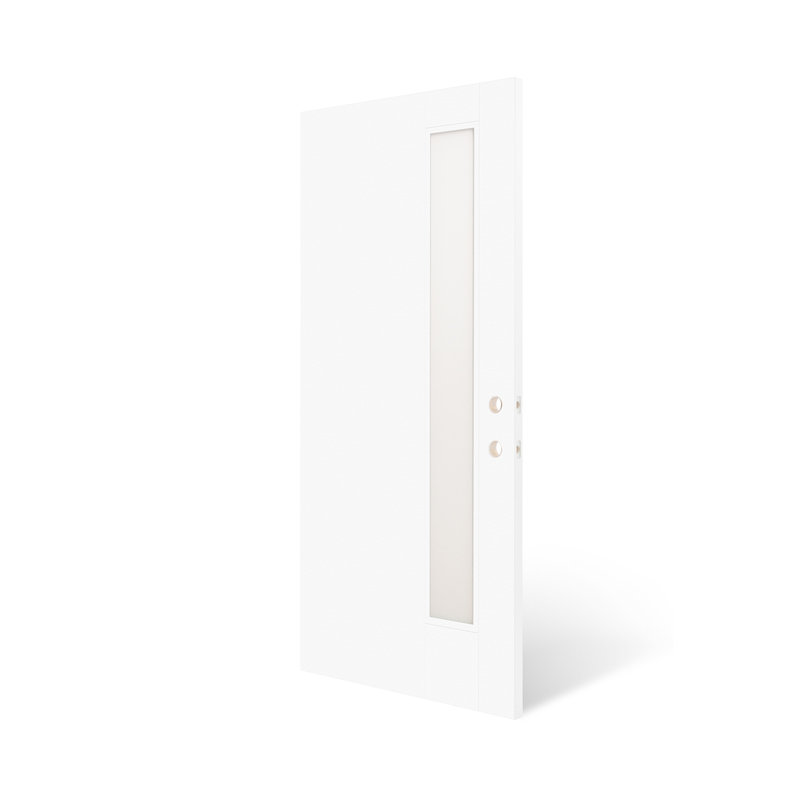 Porte d'entrée en fibre de verre avec cadre en PVC, porte extérieure vers l'intérieur avec moulure de brique à droite, Left