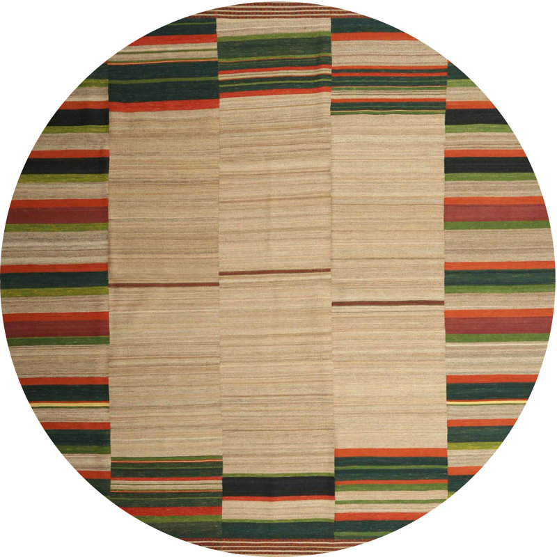 Tapis bleu foncé/gris foncé contemporain, Rond 8 pi