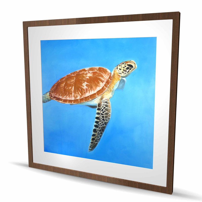 Tortue verte verte - décor de salle de bain, reproduction encadrée