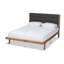 Lit plateforme grand en tissu Bristol gris et tissu d'ameublement au fini brun noyer Bristol (grand)-1274883636-1274883627