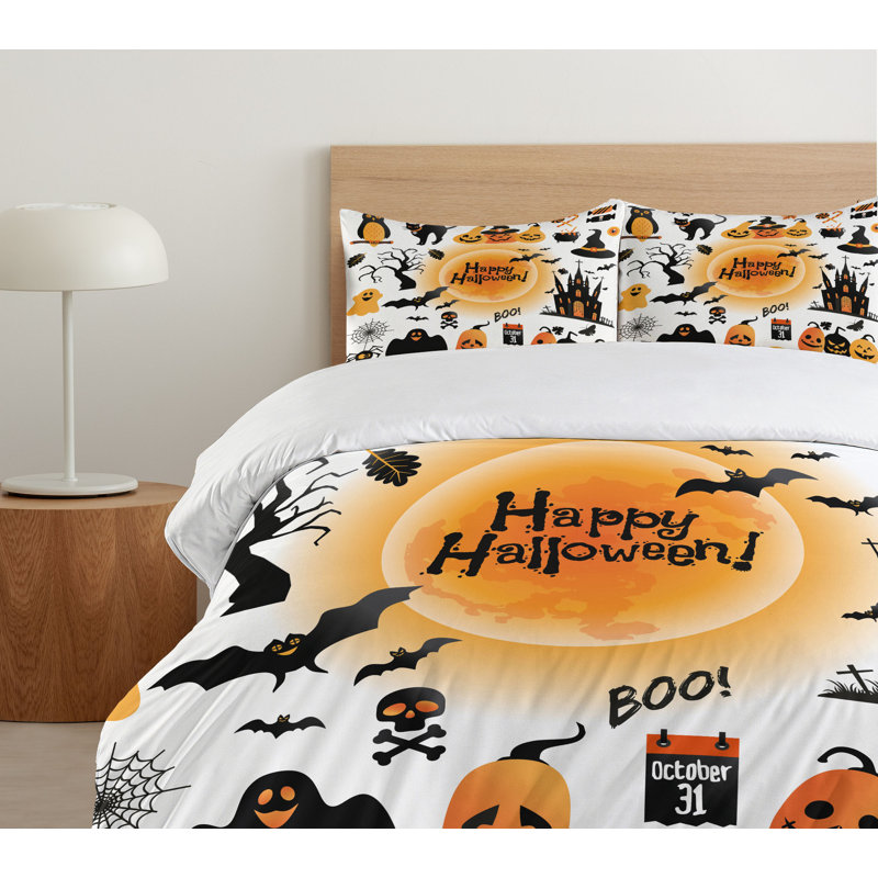 Halloween Modern & Contemporary Polyester Duvet Cover, Queen