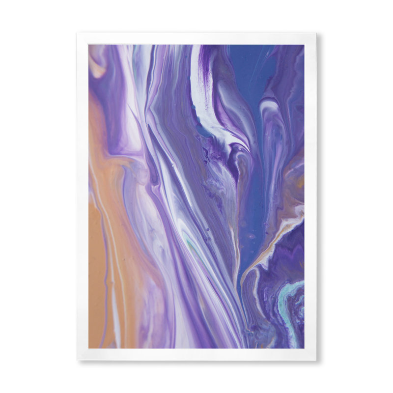 Marbre mauve luxueux, art fluide - décoration murale moderne sur toile, H 40 po x l 30 po x P 1,5 po, Cadre photo blanc