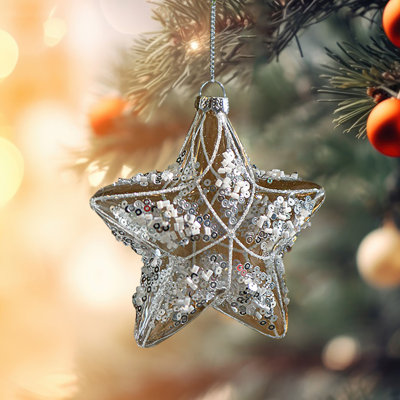 Ornement suspendu de Noël en verre transparent
