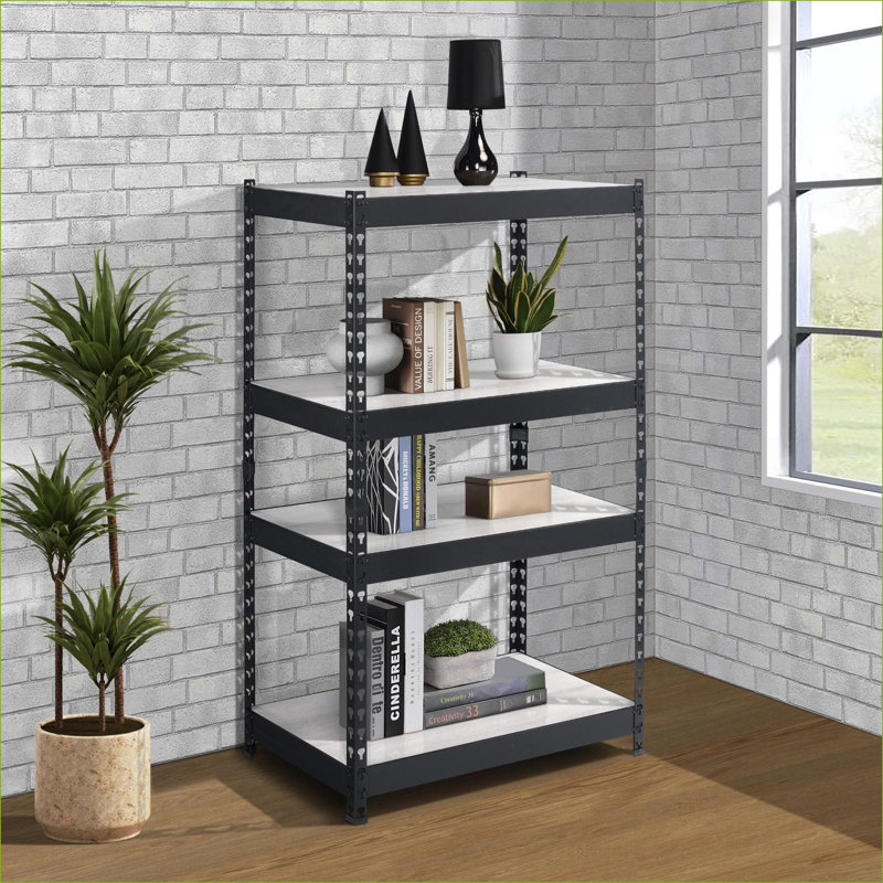 Natural And Black 4-Tier Bookcase